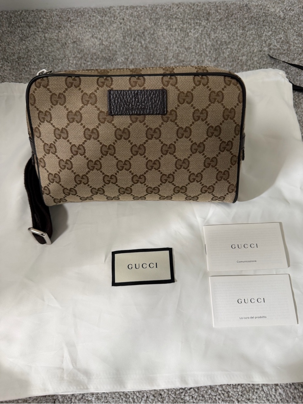 Authentic Gucci Monogram GG Canvas Belt Bag
